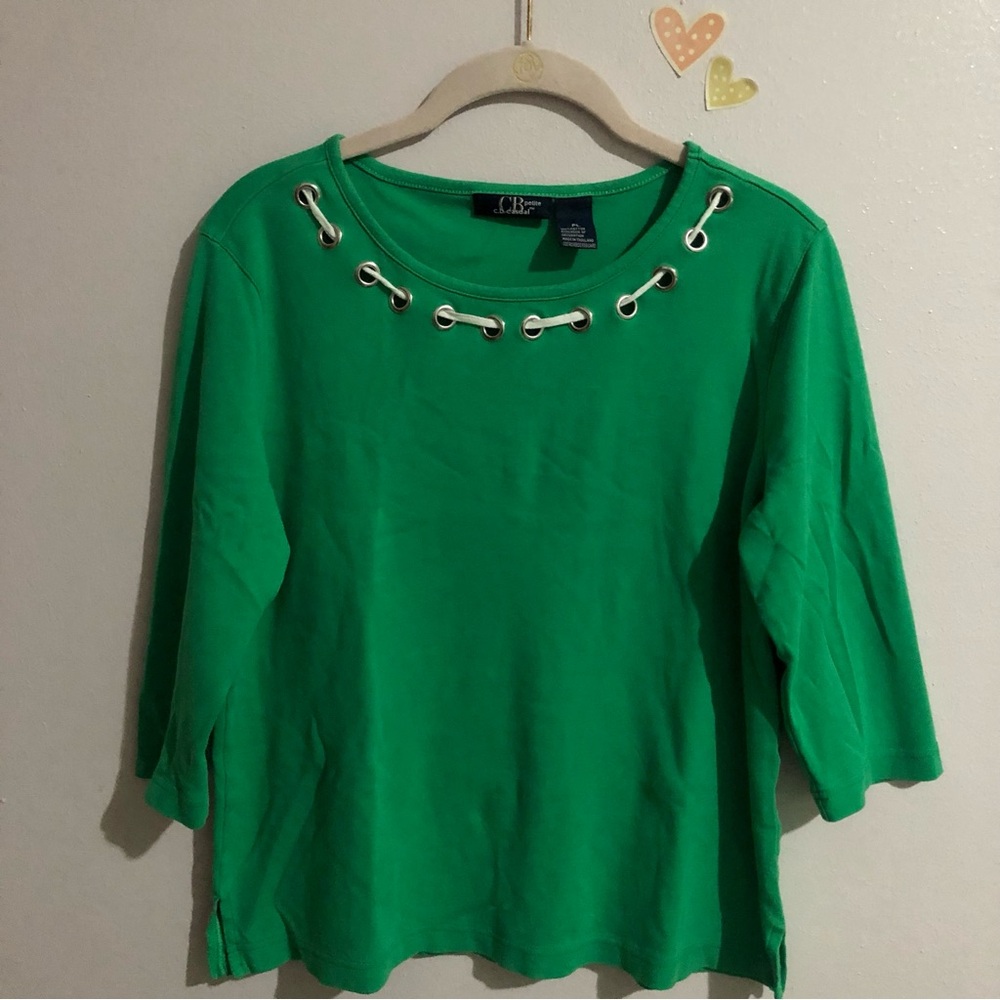 C.B. Casual Green Petite Top | Size Large